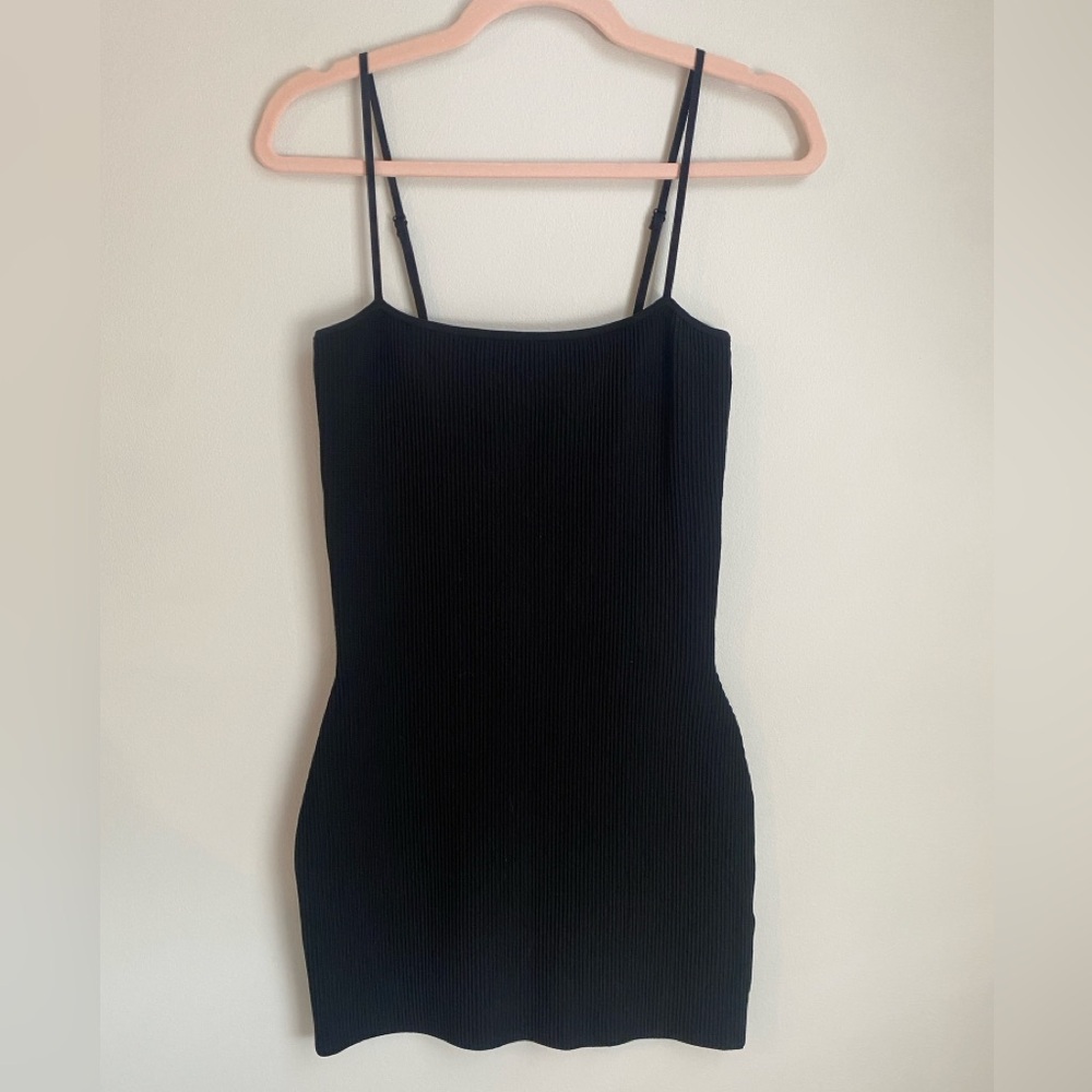 Aritzia Black Ribbed Mini Dress